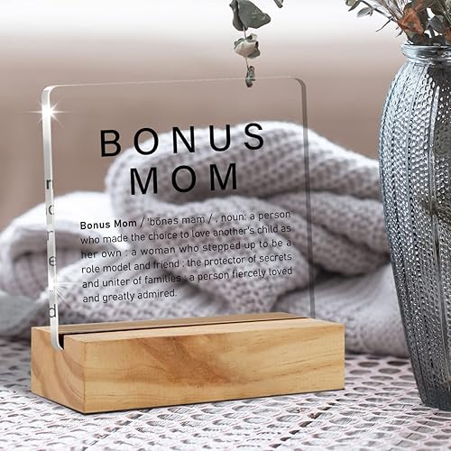 Miniatura 4 de Regalos adicionales para mamá y madrastra placa de escritorio de acrílico con soporte de madera, letrero de escritorio para el hogar, regalo de