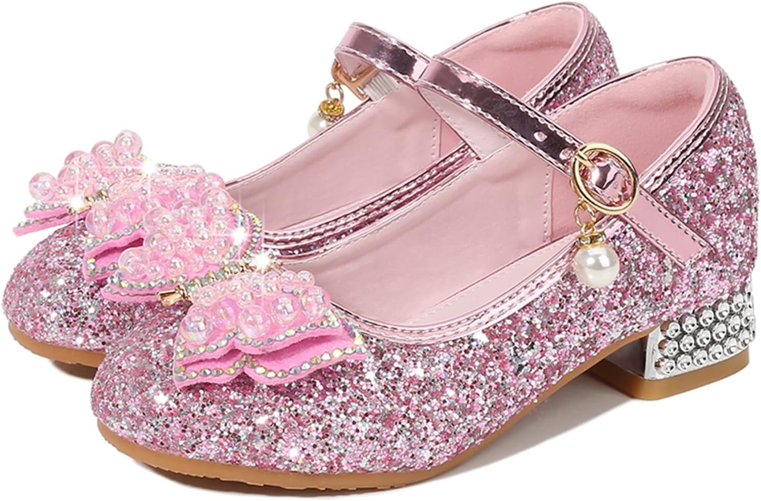 Cat And Sandals Girls Toddler Little Kid Girls Dress Pumps Glitter Sequins Princess Bowknot Low Summer Sandals for Girls
