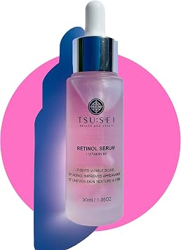 RETINOL SERUM for face with Vitamin B3 by TSUSEI - Organic, Anti-Aging, Facial Serum for Fine Lines, Wrinkles, and Uneven Skin Tone. Cruelty Free Skincare. 30ml.