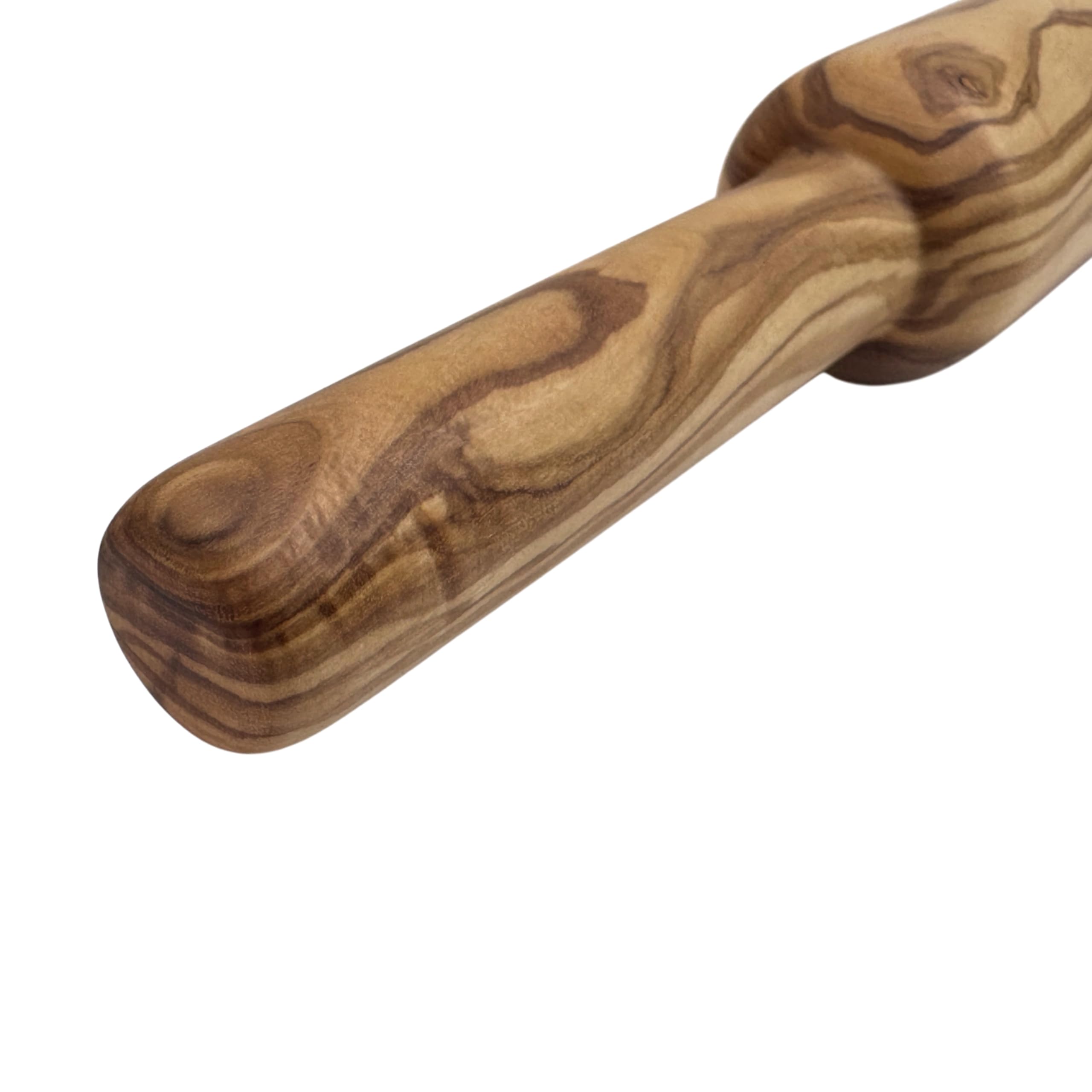 Rouleau à pâtisserie en bois d'olivier « Harmonie » avec poignées 45 cm Ø 4 cm – Rouleau à pâtisserie en bois pour pizza, pâtes, pain et pâtisseries