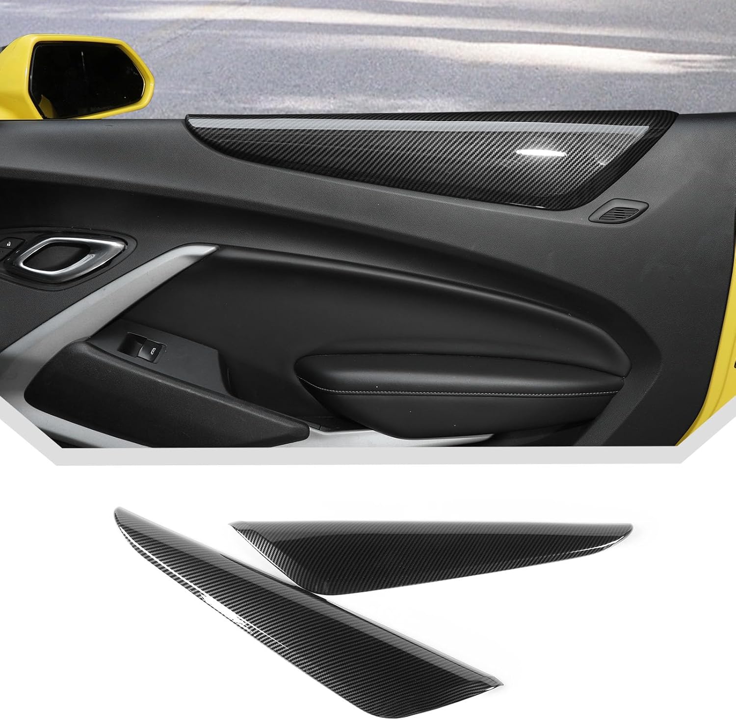 JeCar for Camaro Carbon Fiber Interior Door Panel Trim Cover Interior Accessories for 2016-2023 Chevrolet Chevy Camaro