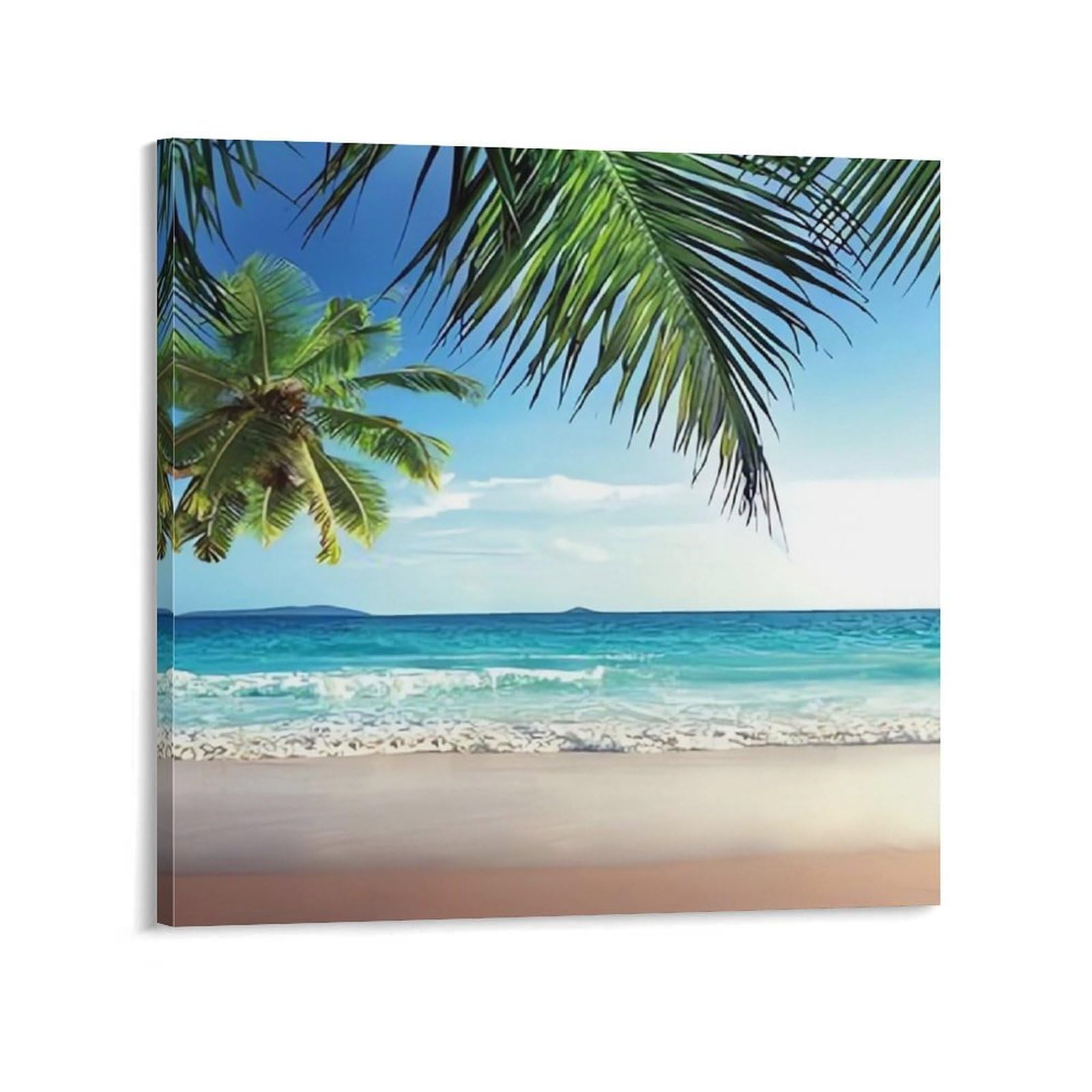 KLOPH Tropical Palm Tree Hawaii Beach Canvas Wall Art for Living Room 10x10inch Modern Artwork Painting for Bathroom Hanging Canvas Prints Aesthetic Wallart for Bedroom Kitchen Office Wall Decor