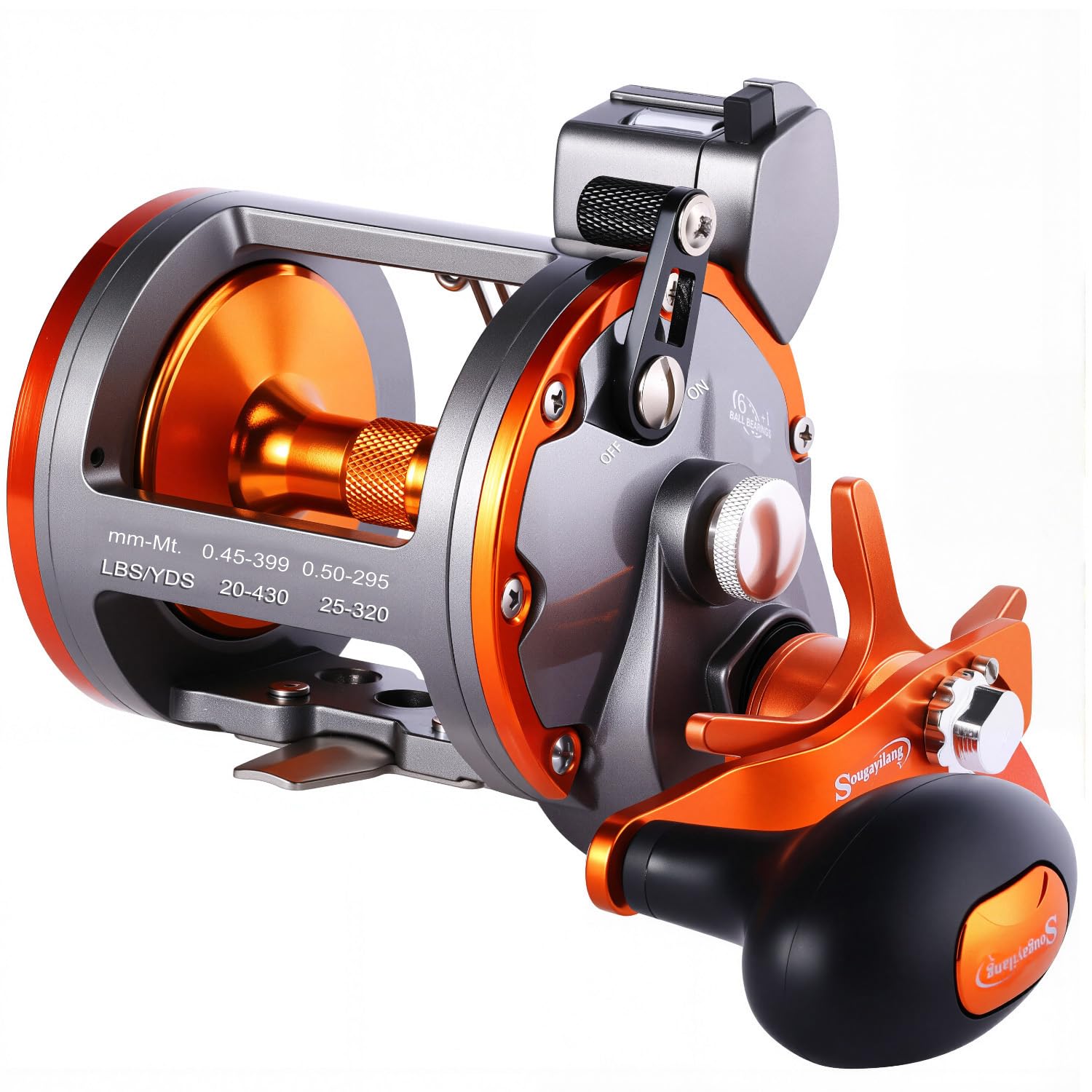 Sougayilang Line Counter Trolling Reel Conventional Level Wind Fishing Reel