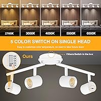 Vista 2 de VANoopee 5 Colores 4 Luces LED Luminarias de Riel de Techo para Cocina, Kit de Iluminación de Riel Regulable, Foco de Techo Montaje al Ras Luces