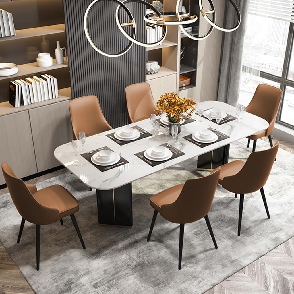 Sedie Da Pranzo Con Schienale Alto: Mid-Century Modern In Pelle PU E Gambe Metalliche, Set Da Cucina, 150 Kg Portata - 5