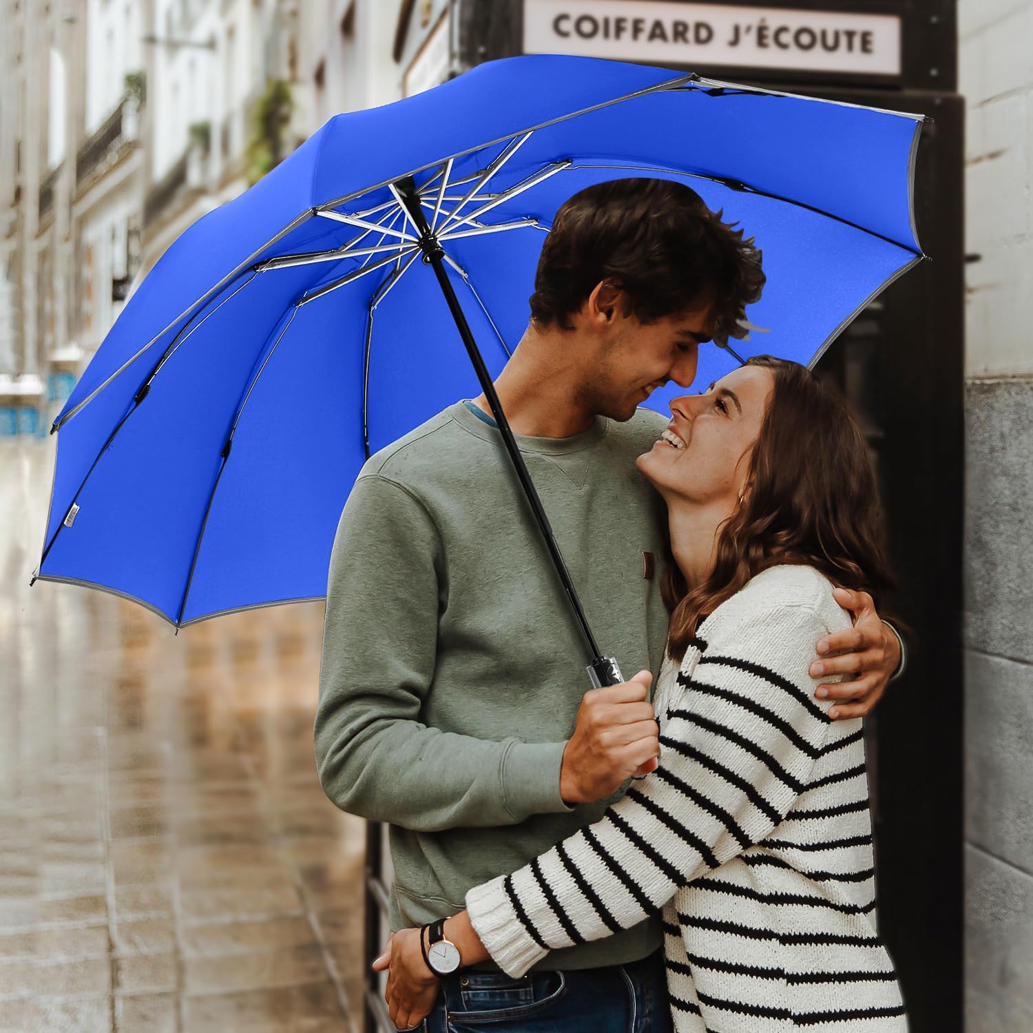 Lejorain Golf Large Inverted Umbrella - Black Big Windproof Heavy Duty Upside Down 46/50/54 Inch Compact Reverse Car Automatic Folding Reflective Umbrella - Image 6