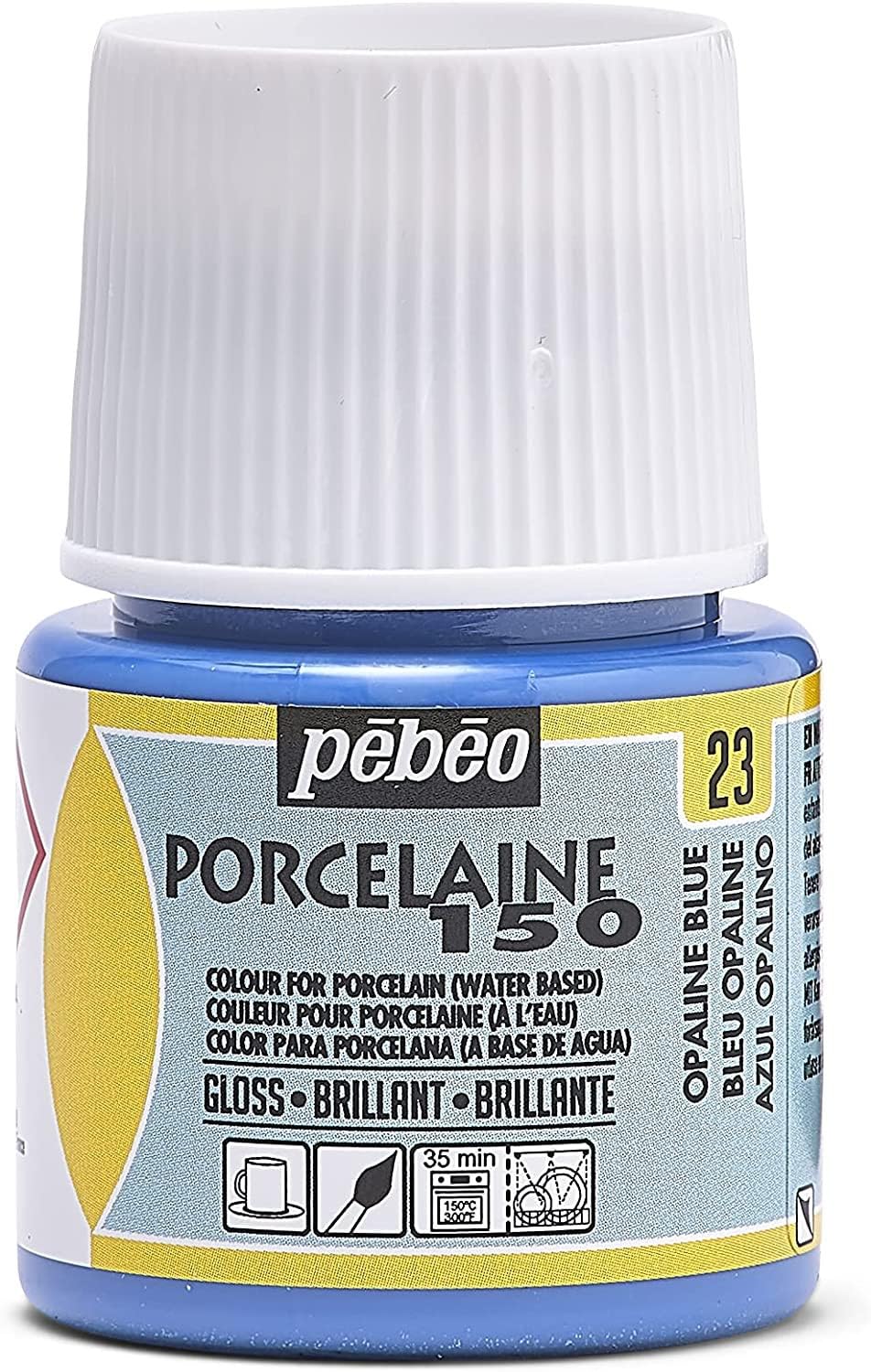 Pebeo 5-Piece 45ml Porcelaine 150 China Paint 45-Milliliter Bottle, Opaline Blue,Opaline Blue
