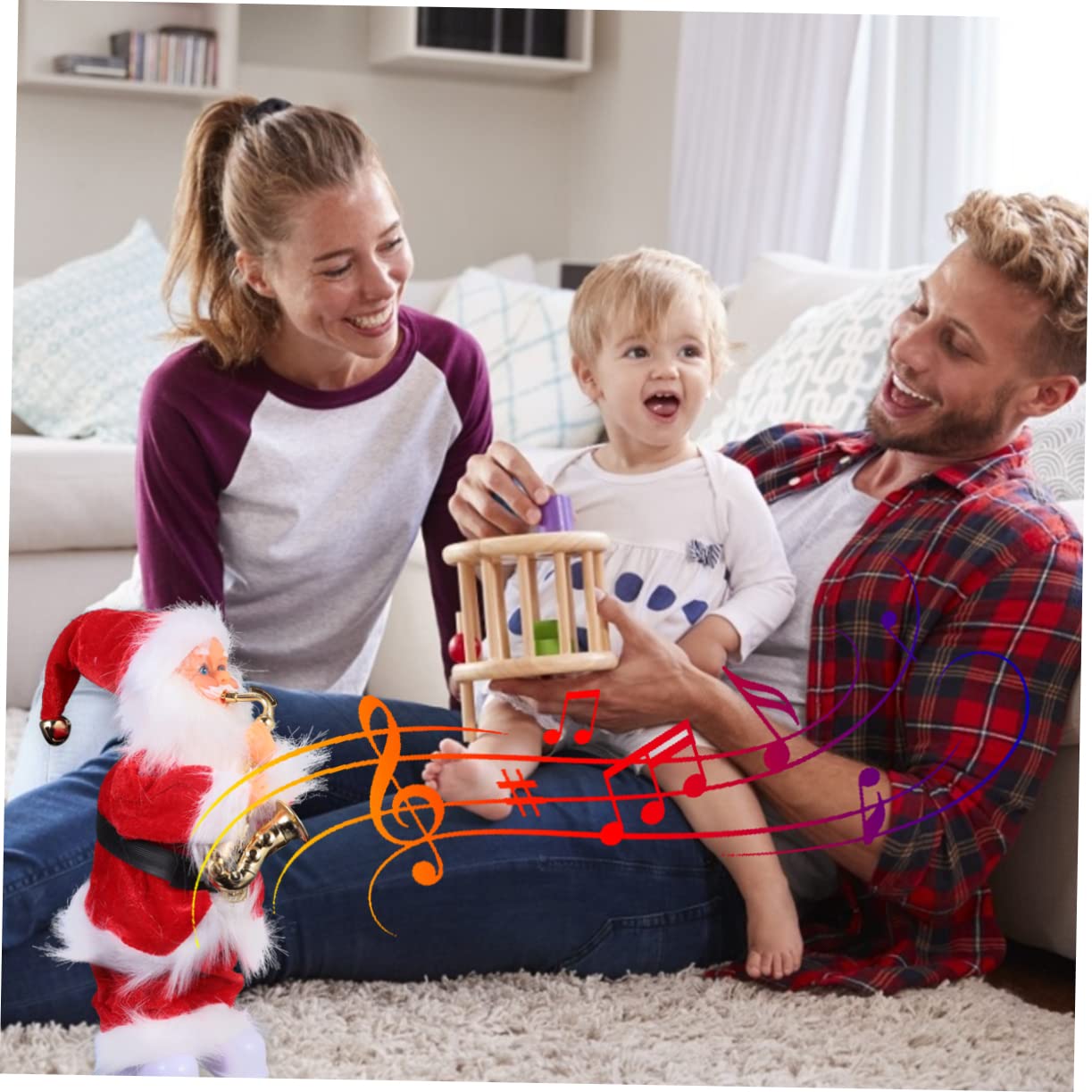 ORFOFE Papá Noel Eléctrico De 30 Cm Muñeco De Peluche De Santa Claus Navidad Santa Claus Figura Juguete De Navidad para Niños Juguetes De Natividad para Niños Muñeca De Papá Noel Franela