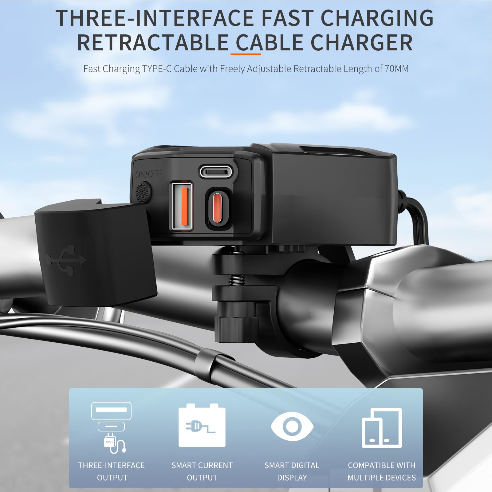Ładowarka USB Do Motocykla Wodoodporna Wodoodporny Adapter Type-C Do