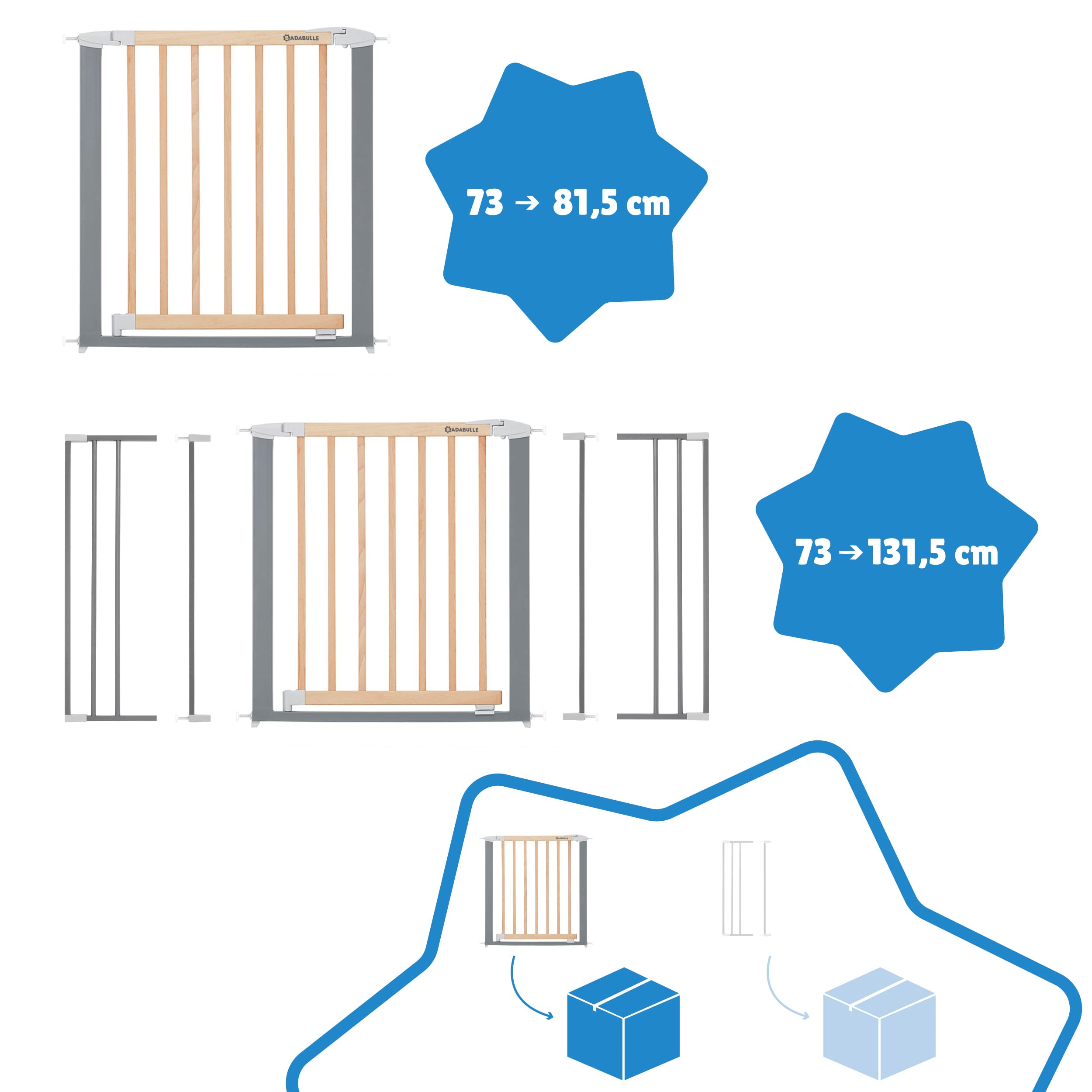Badabulle Barrera de seguridad Safe & Lock Madera Metal - Apertura de 73 a 81,5 cm, B025233