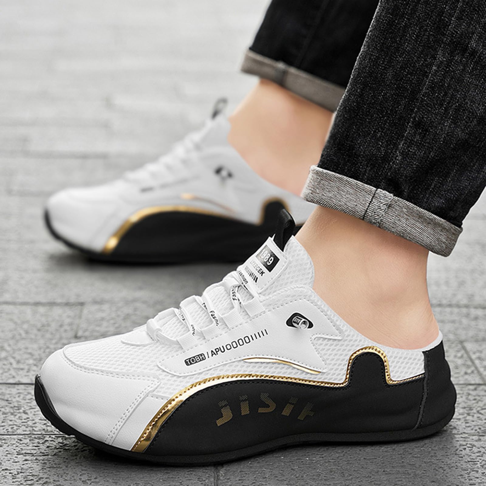 Uomo Backless Sneakers,Slip On Sneaker da Mule Uomo,Mens Slip On Mule Spring Summer,Casual Ed Elegante,Adatto per Sport Estivi,Passeggiate in Giardino