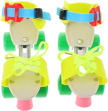 Adjustable Roller Skates for Boys, 4-Wheel Quad Skating Shoes with Colorful Yellow Design, Lightweight Skater Shoes for Outdoor Play and Beginners