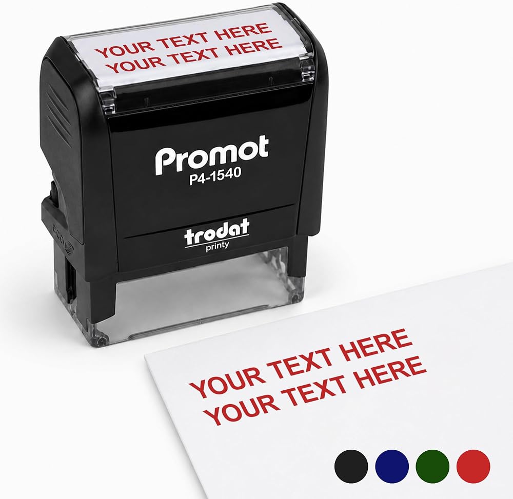 Self Inking 2 Line Custom Stamp - Personalized Name Stamp (Small) | Crisp & Consistent Impressions, Thousands of Clear Stampings, Fast One-Hand Operation, Built-In Self-Inking Mechanism