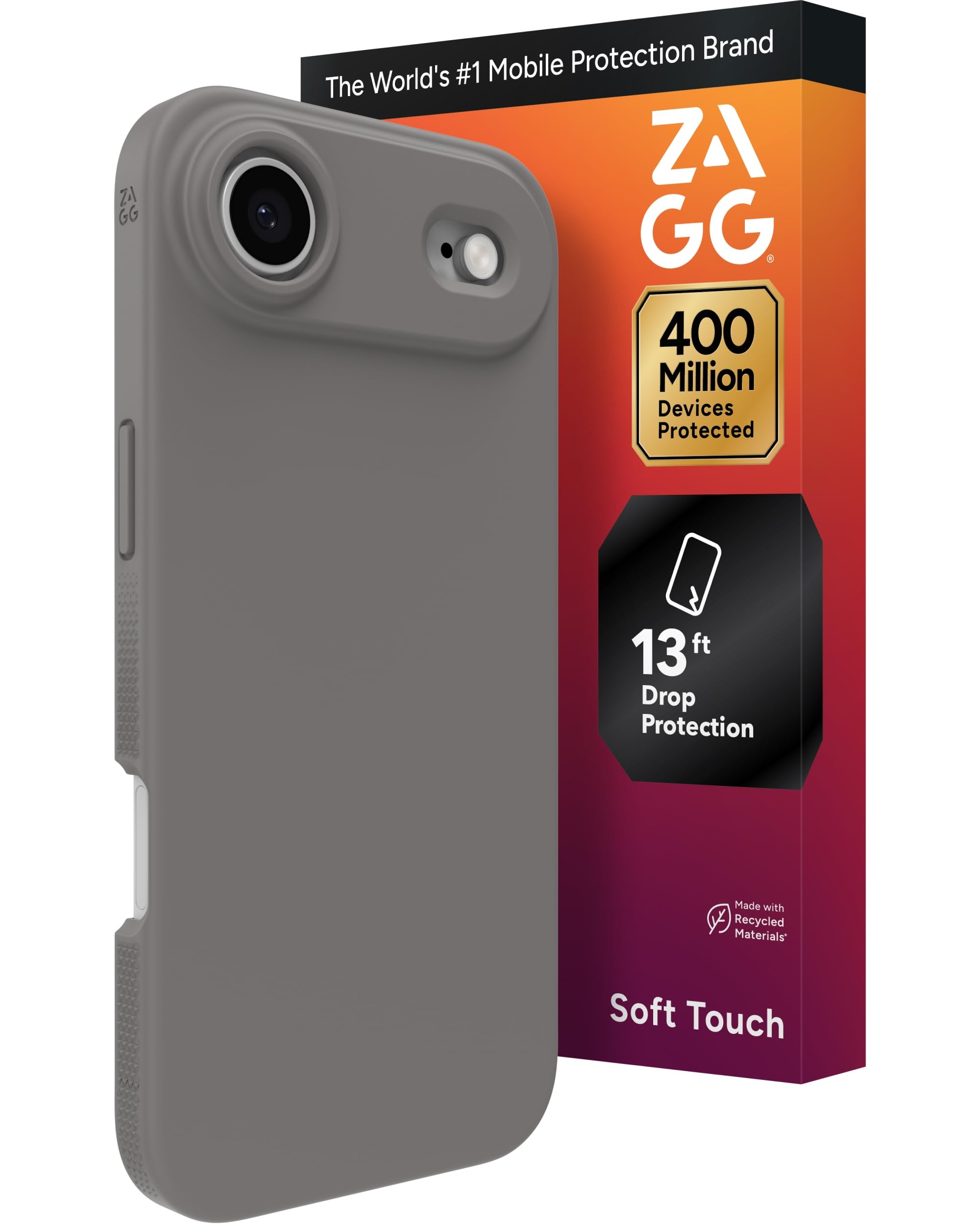 ZAGG Manhattan Snap - Funda para iPhone Air, arcilla gris, protección contra caídas (4 m), silicona suave al tacto, delgada y ligera, superficie lisa y agarre antideslizante, compatible con MagSafe