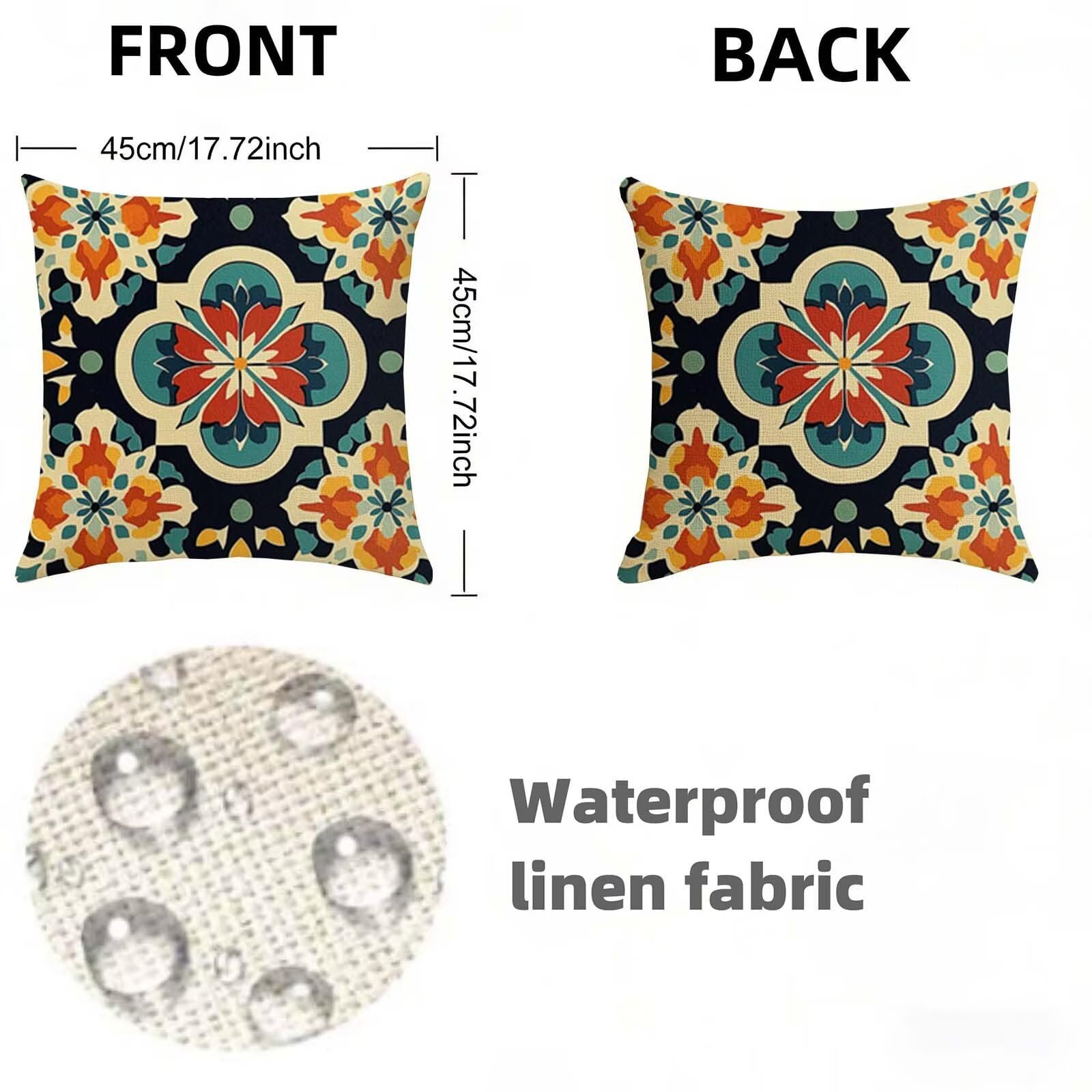 Housse Coussin 80 x 80 CM Nordique Lot de 2, Rétro Housse de Coussin Lin, Doux Confort Taies d'oreiller Imperméable Extérieur, Fermeture Éclair, Lavable en Machine, Canapé, Chambre, Fauteuil X-708