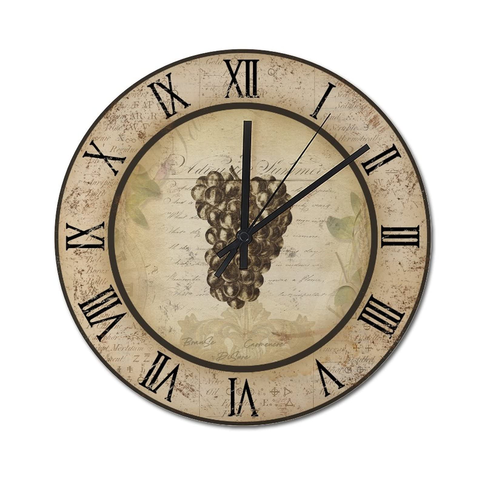 Horloge murale rustique à quartz grand format 38 cm bois