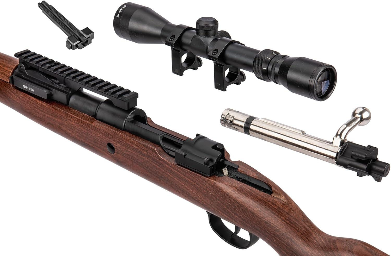 GoldenBall WWII Kar 98k Bolt Action Spring Airsoft Rifle with -3-9x40 Magnified Scope, Real Wood