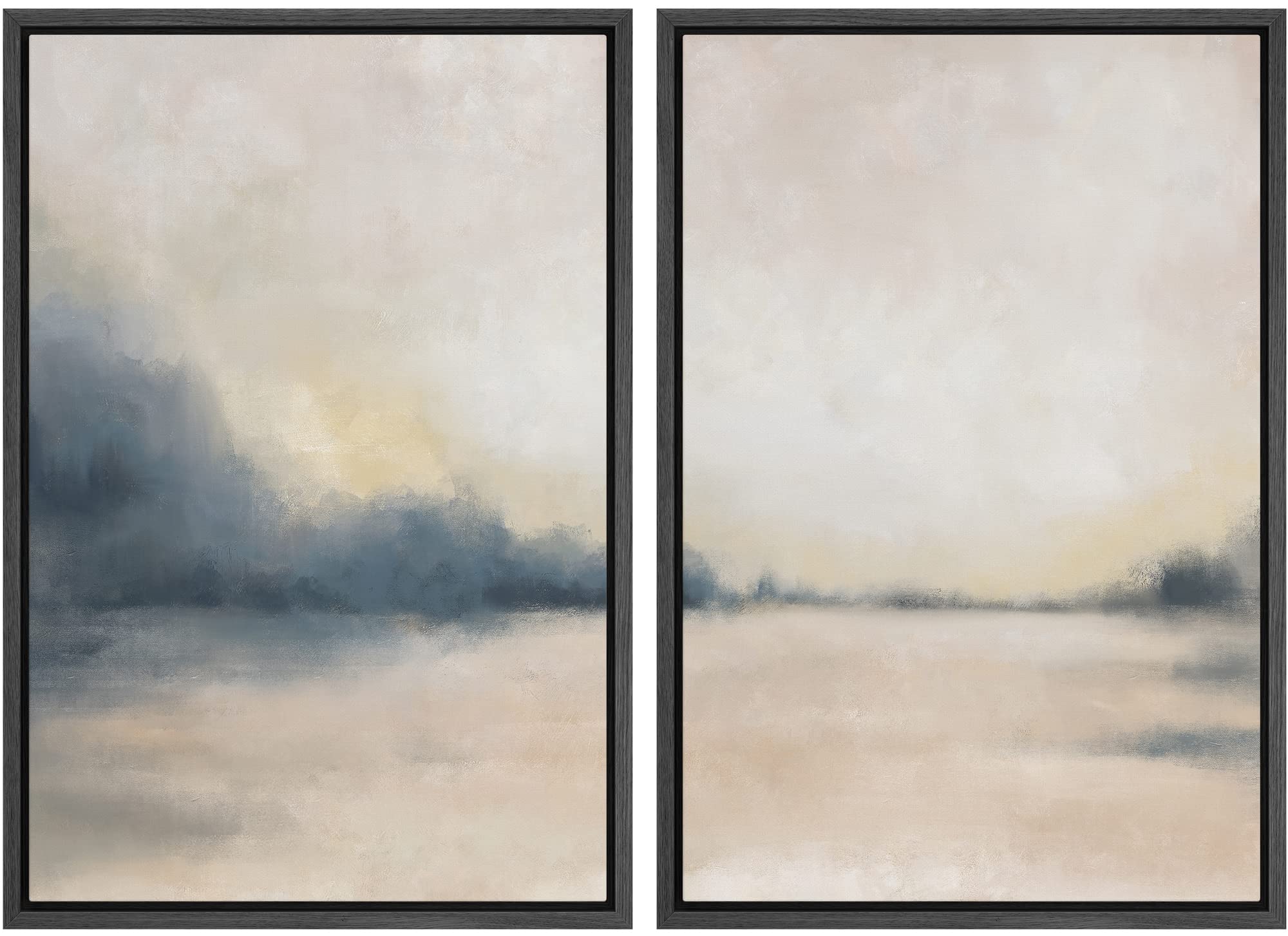 MUDECOR Framed Canvas Print Wall Art Set Watercolor Pastel Green Tan Landscape Abstract Shapes Illustrations Modern Art Decorative Contemporary for Living Room, Bedroom, Office - 16"x24"x2 Natural — view 125