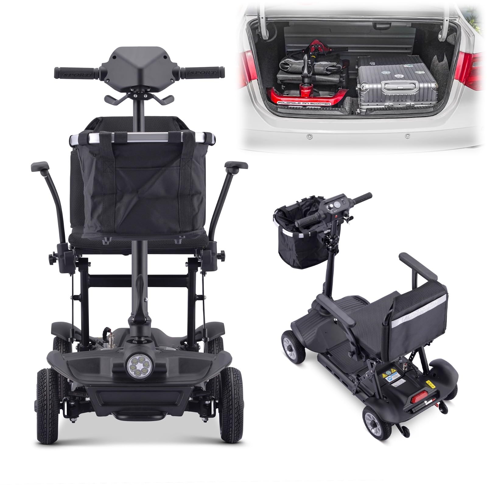 Scooters De Movilidad,Scooter De Movilidad De 4 Ruedas,Scooter De Movilidad Deportiva,Silla De Ruedas Móvil Eléctrica,Silla De Ruedas Eléctrica Plegable,Para Adultos Mayores Black~10ah