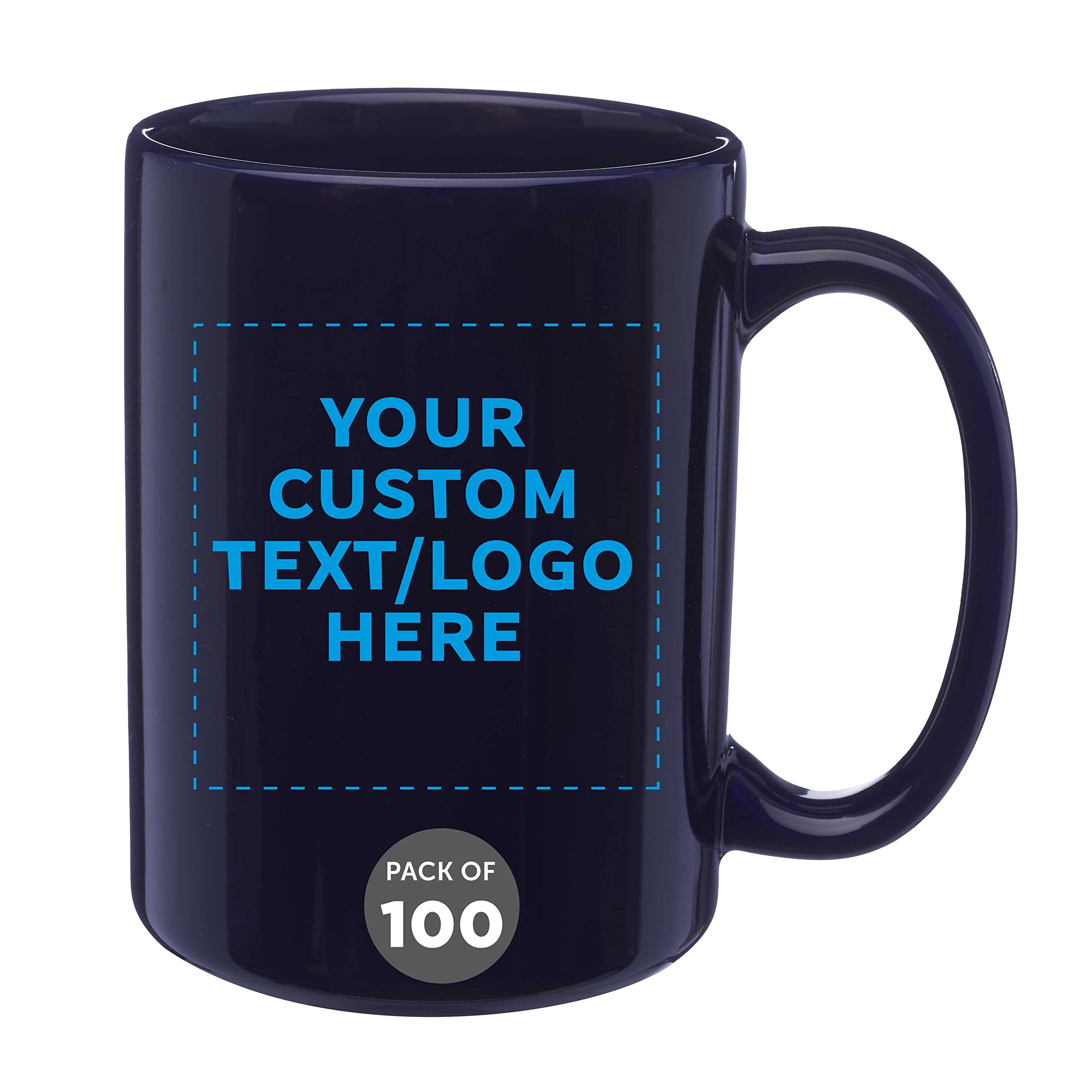 DISCOUNT PROMOS Custom Large Ceramic Coffee Mugs 15 oz Set of 100 Personalized Bulk Pack - Perfect for