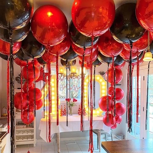 Miniatura 4 de Paquete de 6 globos de aluminio 4D negros de 22 pulgadas, globos grandes redondos de 360 grados Sephere Mylar con acabado de espejo, globos