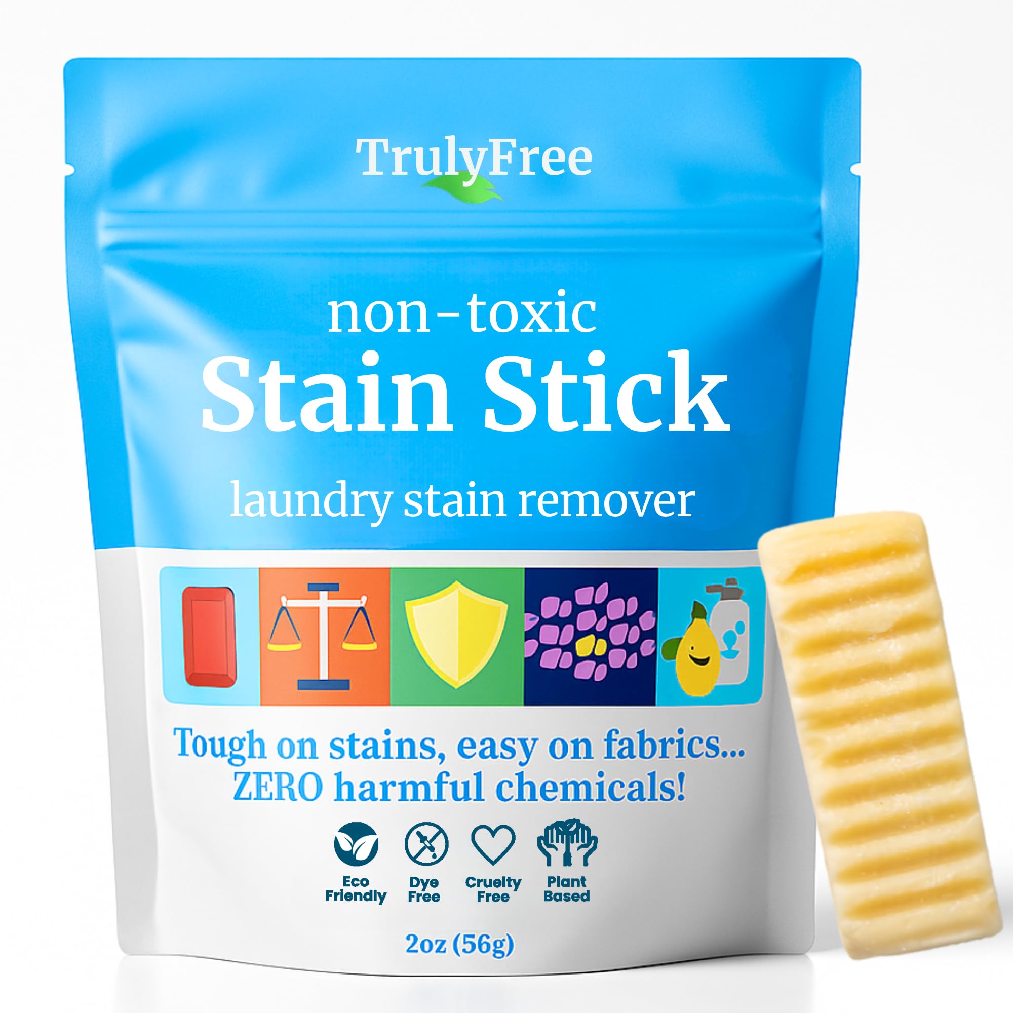 Natural Stain Stick - Stain Remover Bar Soap, Gentle on Fabric - Spot Treat Food, Blood, Grass Stains and More - Pet Stain and Odor Remover - Made With Saponified Coconut and Olive Oils