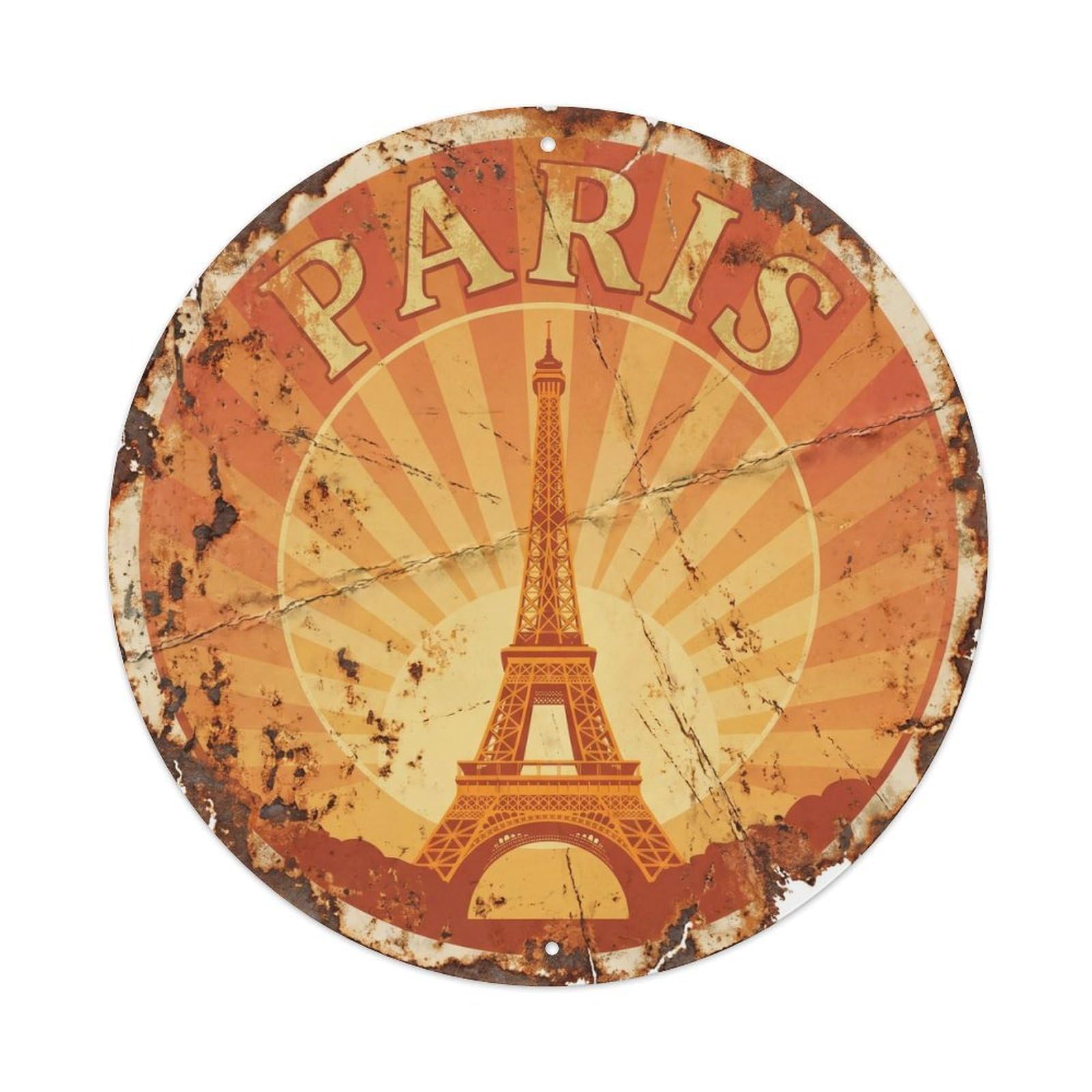 Vintage Travel Parisian Eiffel Landmark 3 Metal Tin Sign Plaque