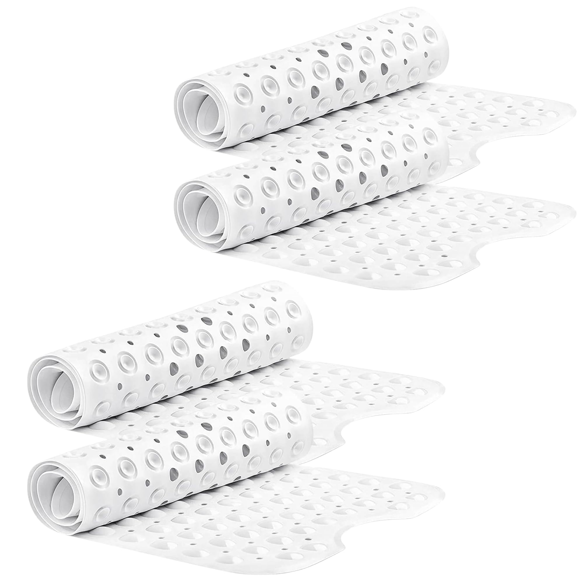 Moonlight20015 White Non Slip Shower Bath Mat 4 Pack – Anti Mould & Mildew Pvc Bathroom Mats With Suction Cups, Drain Holes, Machine Washable, Ideal For Bulk & Wholesale Use (70X38cm, )