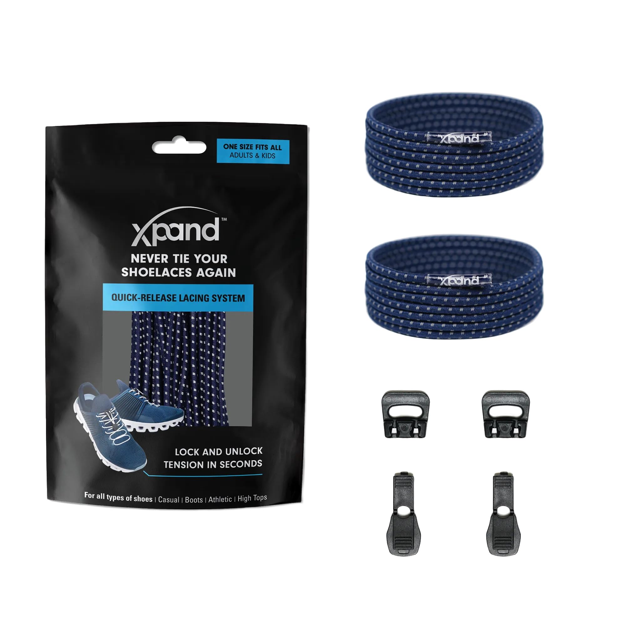 No Tie Elastic Shoe Laces for Adults & Kids - Easy Slip on Shoelaces