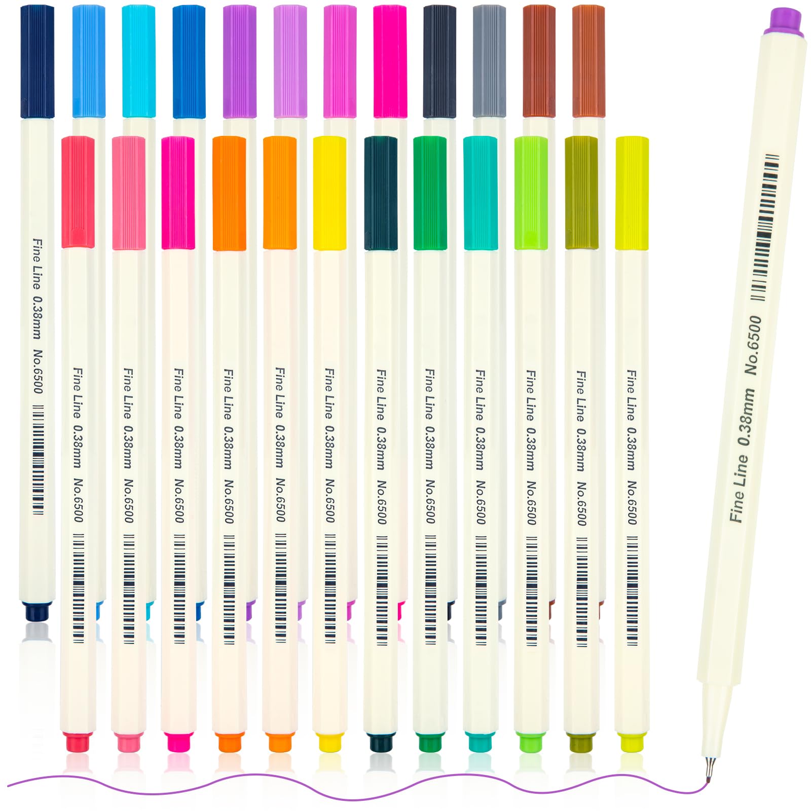 APOGO Fineliner Pens — 24 Colour No Bleed Fine Line Pen 0.38mm, Fine Liners for Bullet Journal Note, Art Supplies, Scribbles, Sketch Writing, Comics and Bible Journaling Supplies Fine Tip Point Pens