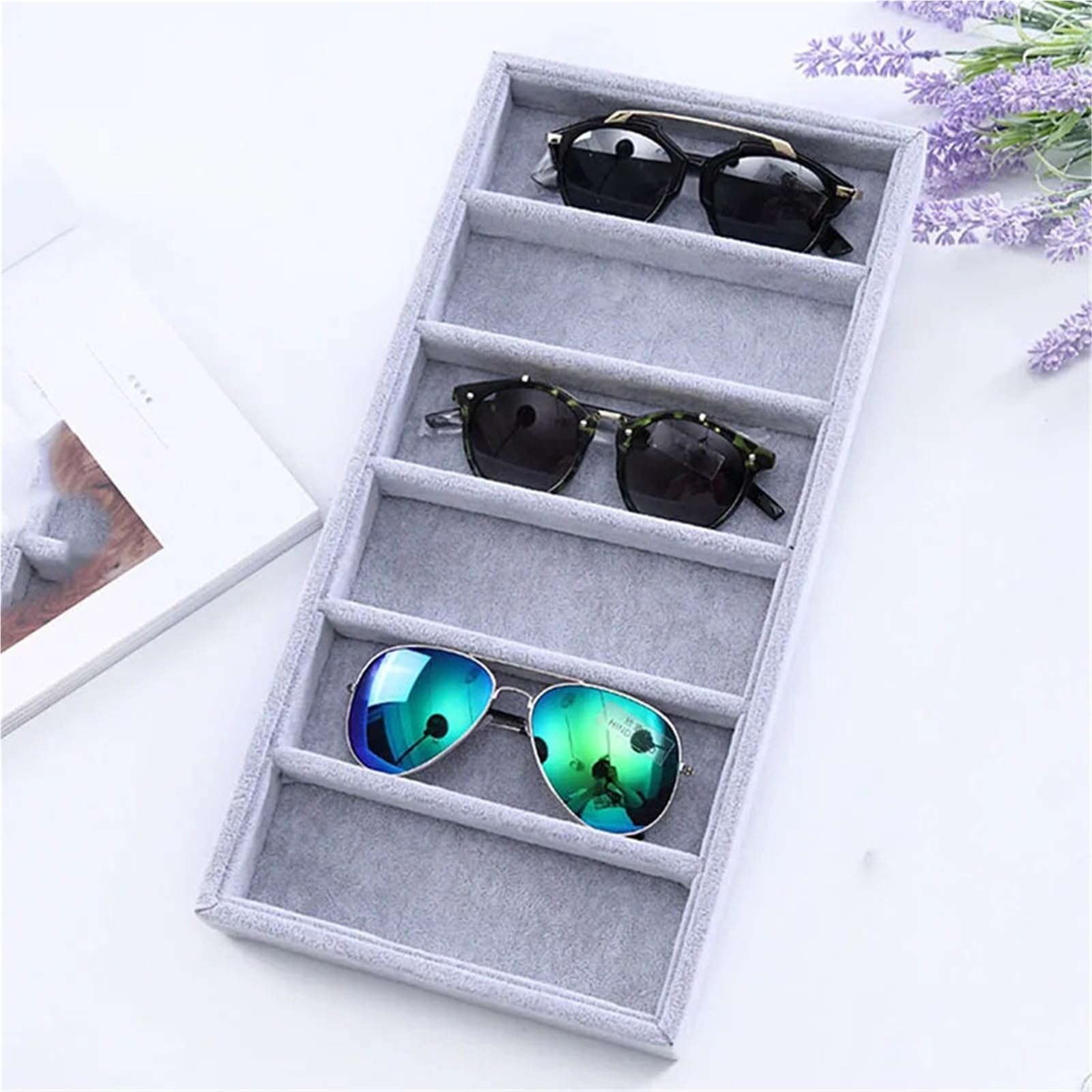 Caja expositora de gafas sol, accesorios embalaje, organizador joyería, caja almacenamiento for, 3 uds., 6 rejillas Para Gafas Joyería Reloj