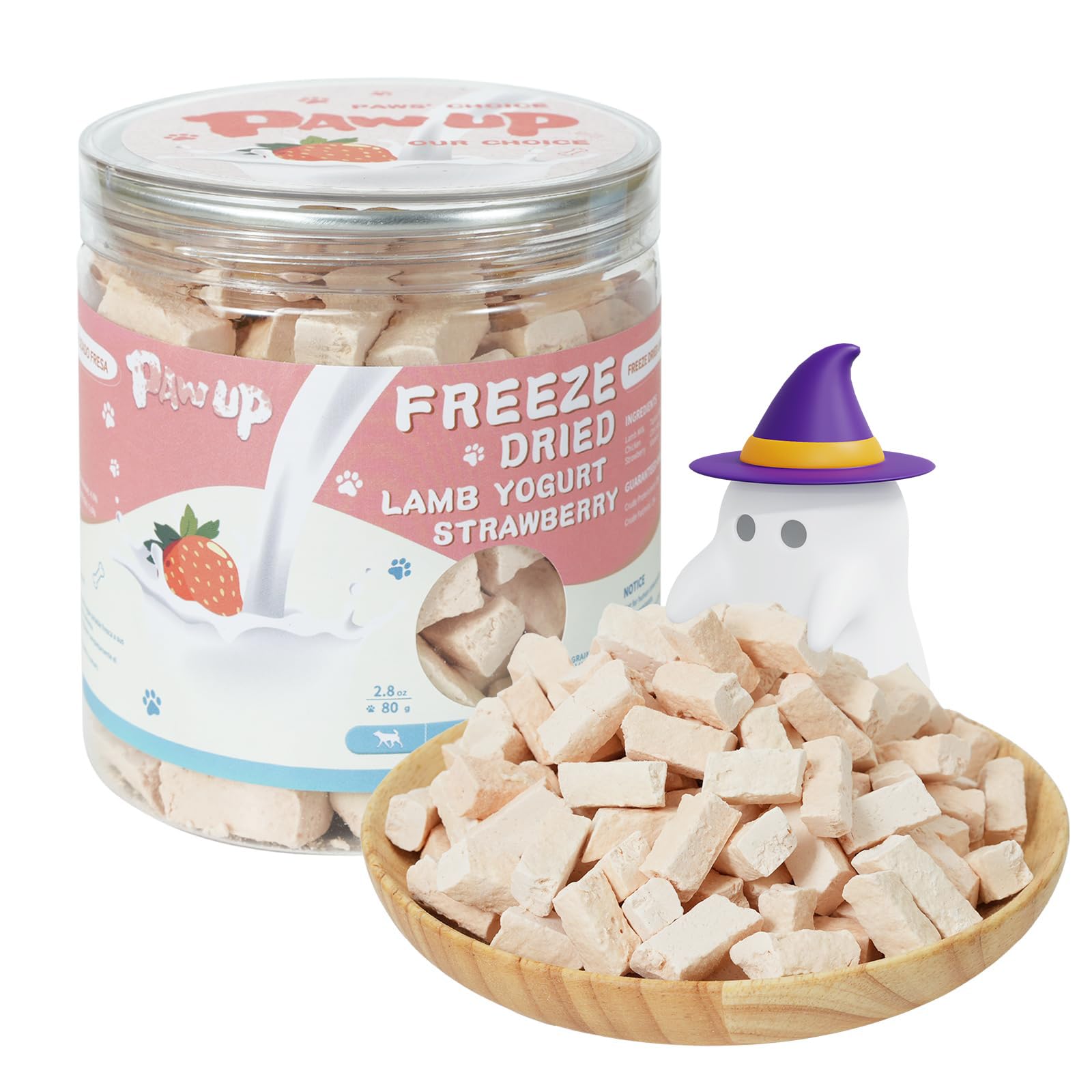 PAWUP Freeze Dried Dog Treats, Goat Milk Yogurt Flavor with Strawberry,Gentle Goat Milk Snacks for Sensitive Stomachs Puppies, 2.8 oz