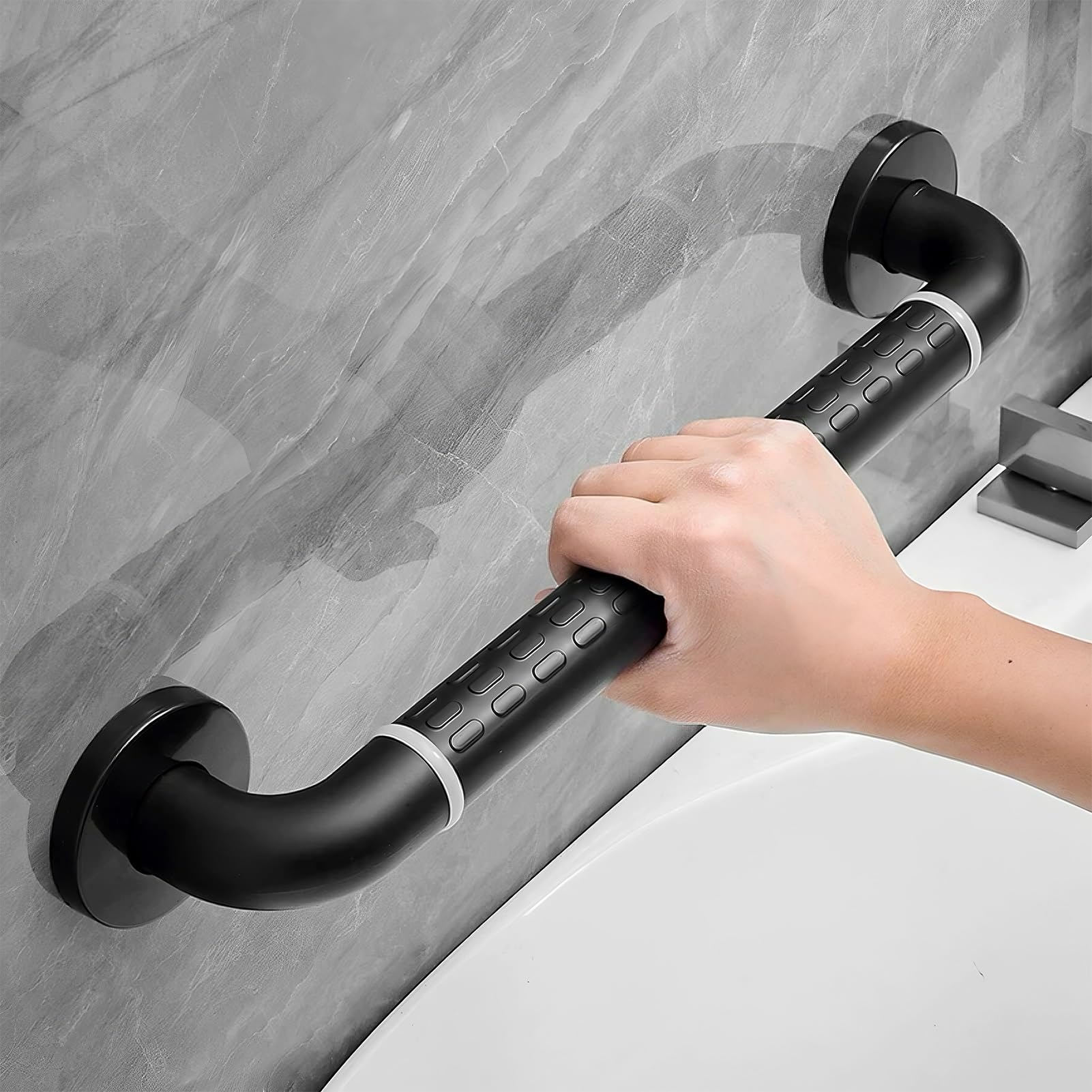 Fkxsxaz Black Anti-Slip Safety Bathtub Grab Bar, Shower Bars, Bathroom Hand Rail For Shower, Toilet, Balance Assist Bath Handle, Heavy Duty(Black)(2.6Ft/80Cm)