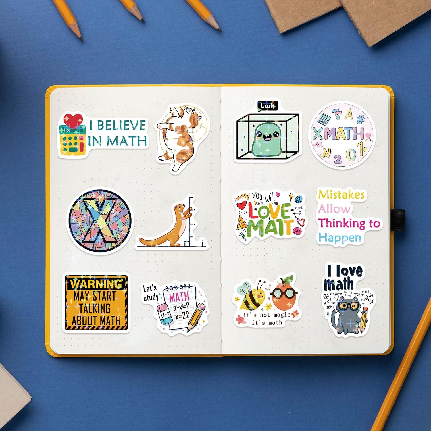 100PCS Holographic Math Stickers Pack for Teens Adults, Math Stickers for Students Teachers, Math Teacher Gifts for Water Bottle Notebook Laptop Classroom Decor Math Party Favors Teacher Must Haves - Image 6