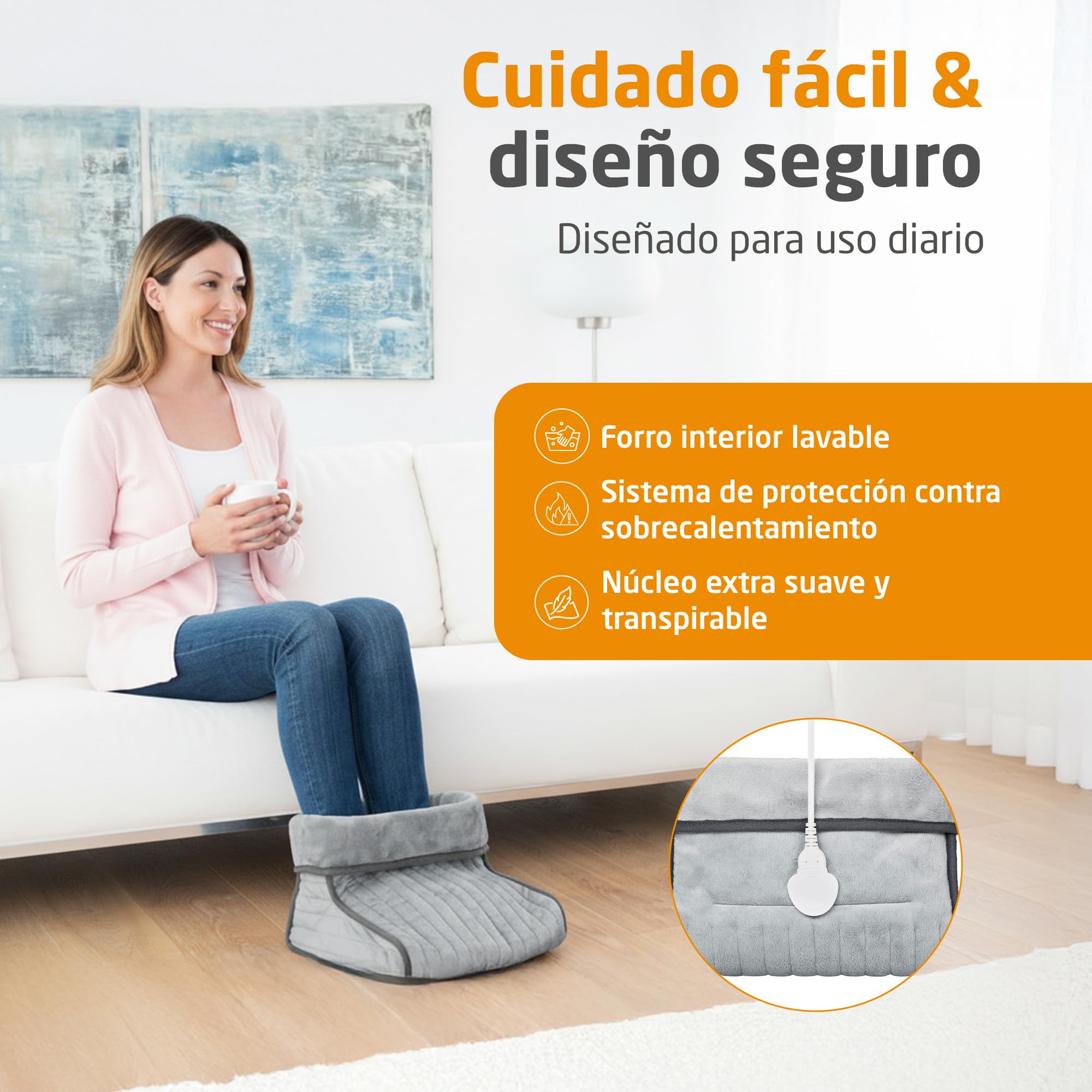 medisana FWS Calientapiés, Manta calefactora para los pies, Forro interior mullido y lavable, Desconexión automática, Protección contra el sobrecalentamiento, Hasta la talla de calzado 46