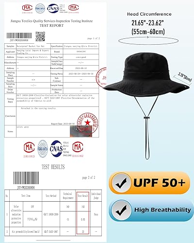 Miniatura 29 de Sombrero de lluvia impermeable para mujer, ala ancha, UPF50+, sombrero de sol de vaquero para hombre, plegable, suave, flexible, sombrero de playa