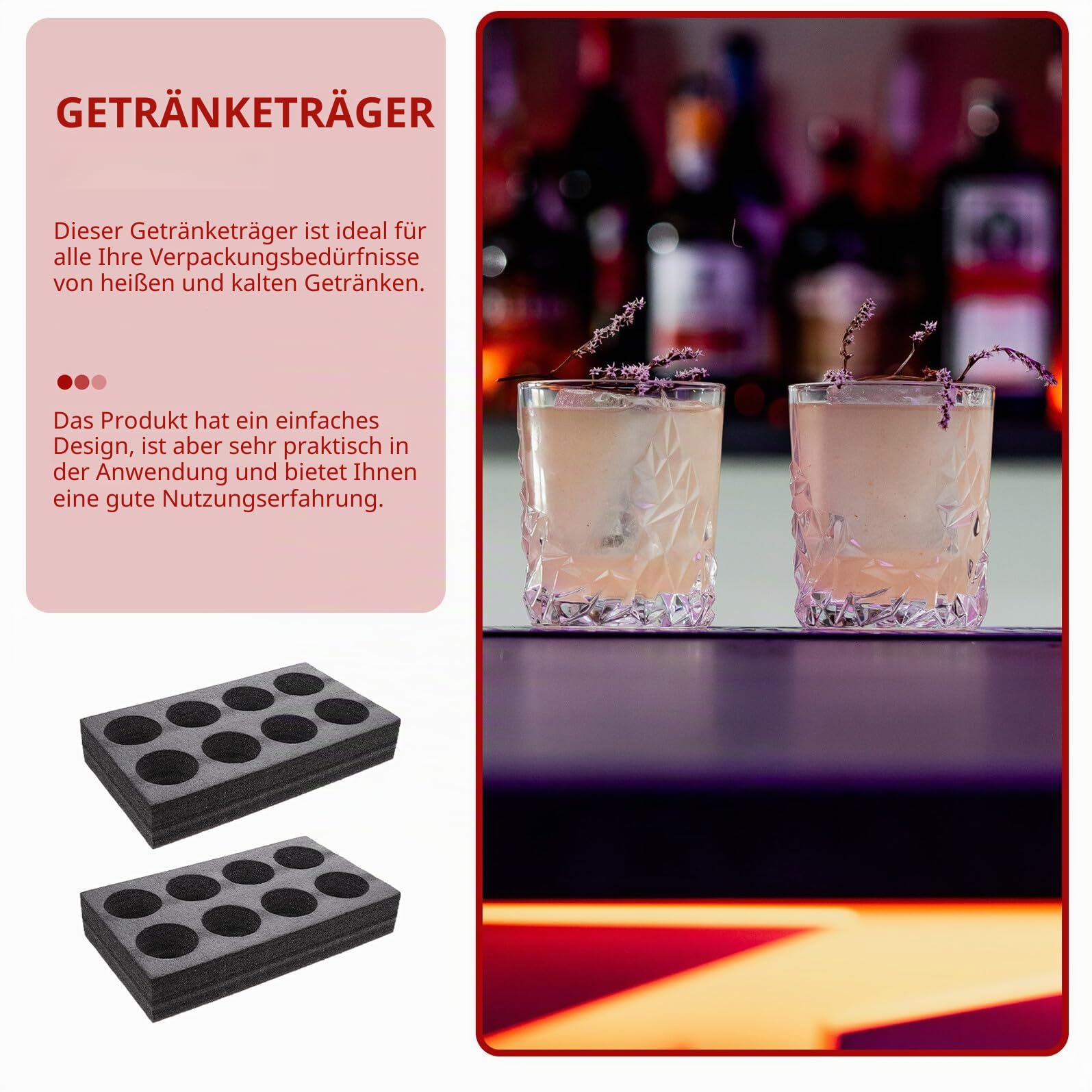 Tragbares 2-Loch Becherhalter Tablett Für Kaffee Milch Tee Getränketräger Mit Auslaufschutz Zum Sicheren Transport 13.78X7.87X2.76In Für Gastronomie Und Takeaway
