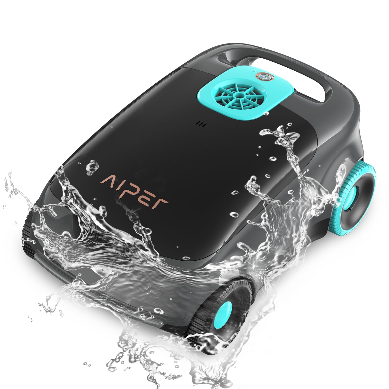 AIPER Scuba E1 Robot piscina senza fili, Sistema trimotore, Doppia filtrazione, Attivazione con un clic, Parcheggio automatico, Adatto a piscine fino a 100mq (Nero)