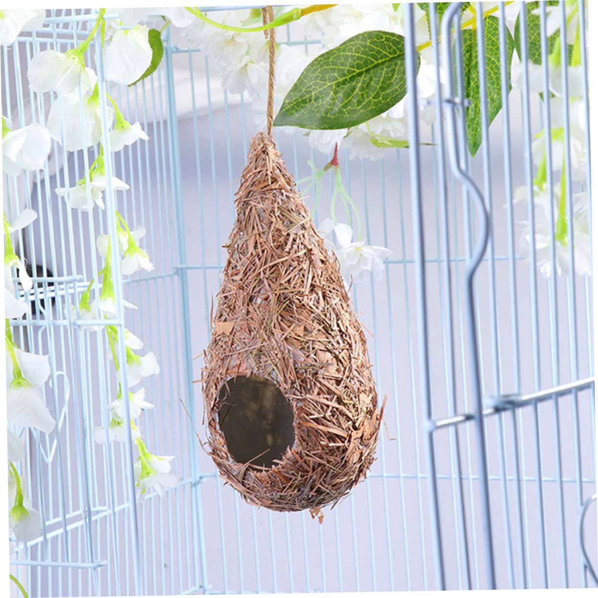 Toyvian Casetta per Uccelli da Appendere in Plastico Khaki 5 Pezzi, Nido Rustico Intrecciato per Piccoli Uccelli, per Balcone e Decorazione Interna