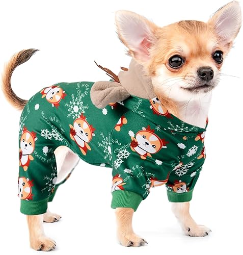 Pijama con capucha para perro, alce, disfraz de Navidad para perros pequeños, niños y niñas, ropa para mascotas, ropa para mascotas, ropa para