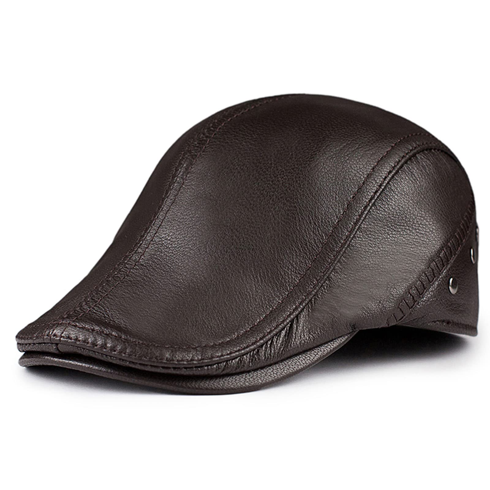 czapki męskie, czapka zimowa męska, czapka skórzana Ivy Gatsby czapka gazeciarz czapka, czapki kierowcy dla mężczyzn czapka termiczna z kaczym dziobem,Dark brown,XXL (59 60cm)