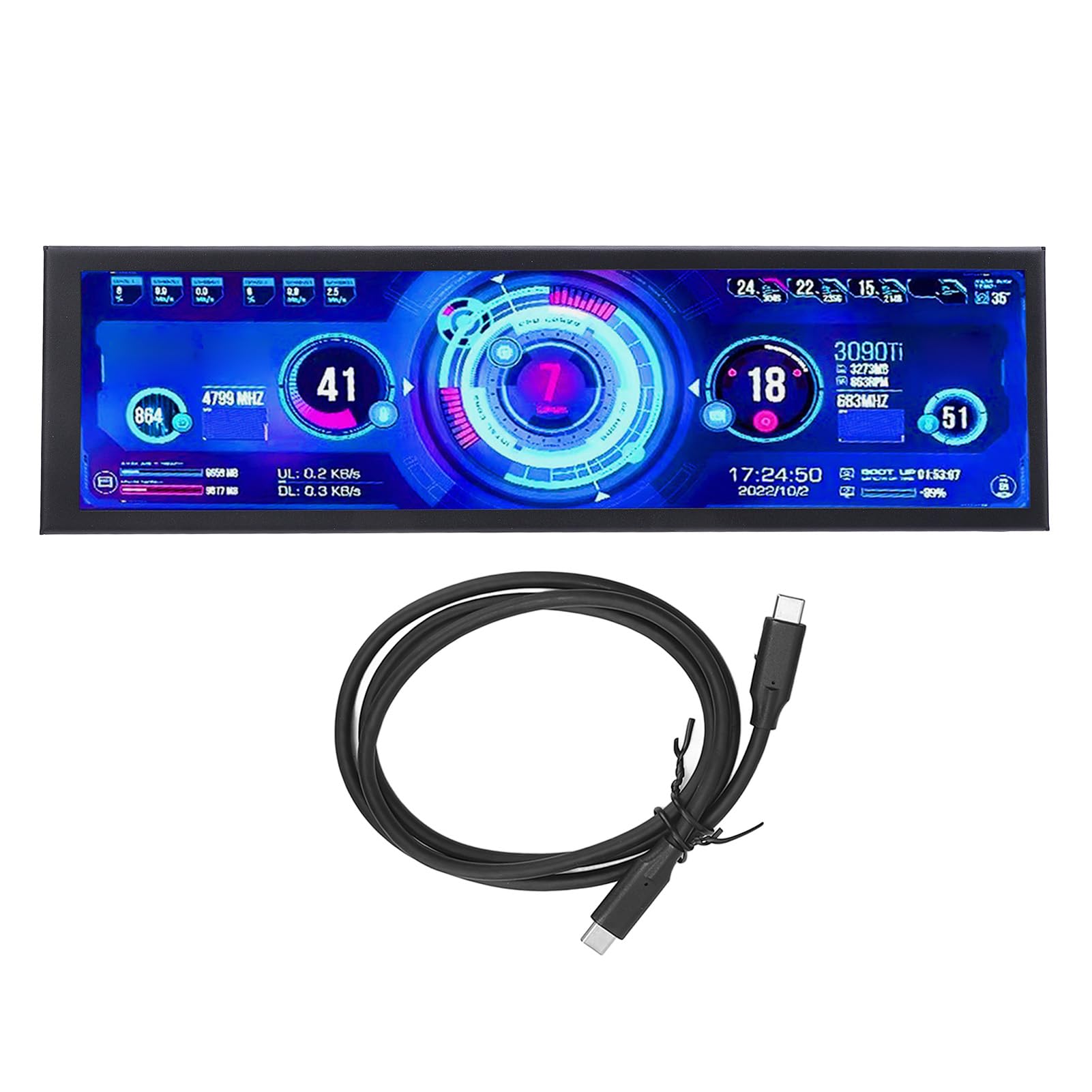 8.8 Inch Touchscreen Monitor, IPS 1920x480 LCD Display,PC Temperature Monitor,Computer Secondary Screen for Computer Case Temperature Linux CPU GPU