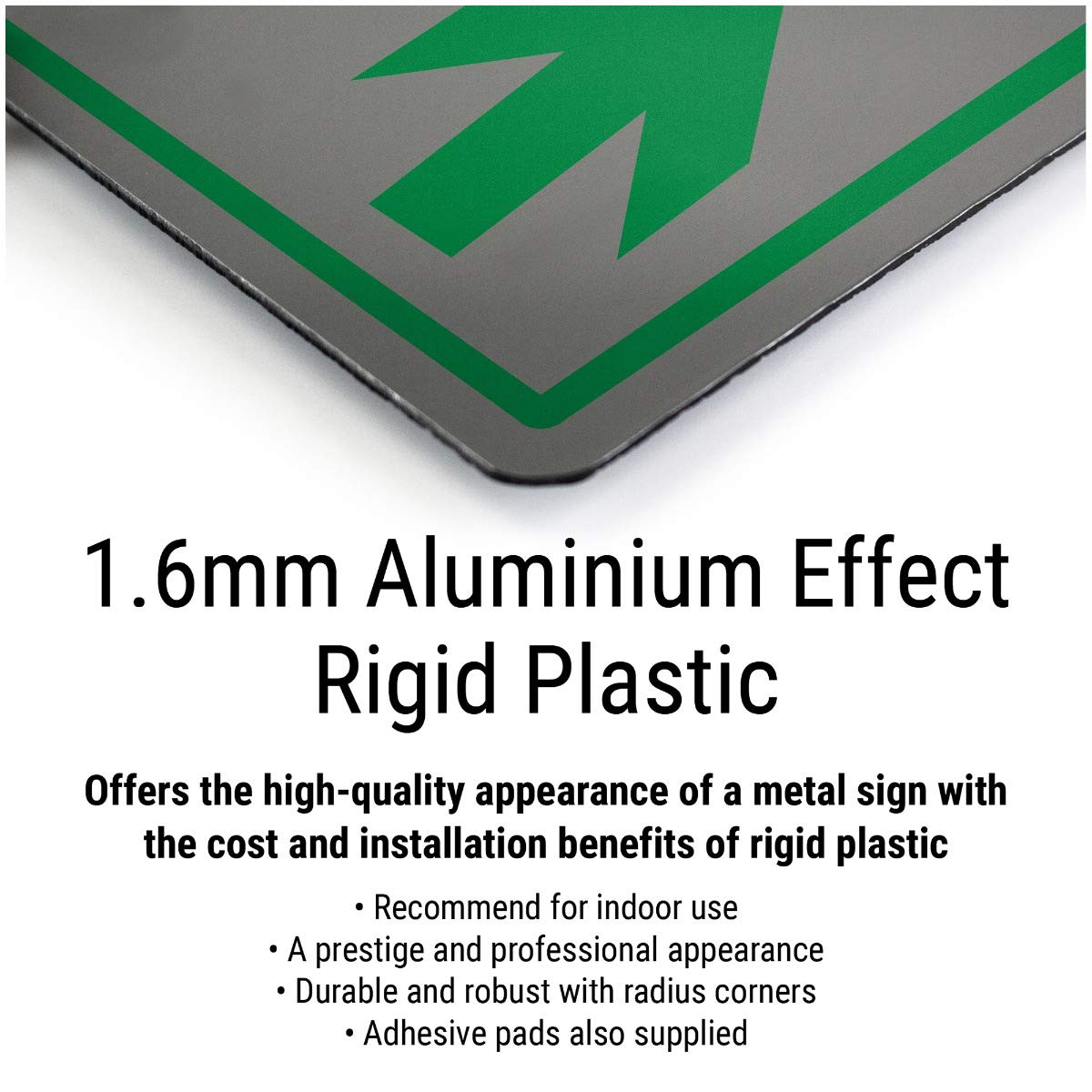 V Safety 6E001BC-R1ABRSH 300 mm x 400 mm – 1,6 mm de plástico rígido de Aluminio, Negro