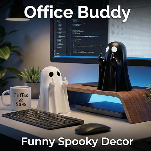 Miniatura 2 de 2 piezas de decoración de fantasma de Halloween, linda figura de fantasma de dedo, divertida decoración de estatua espeluznante de resina, estante