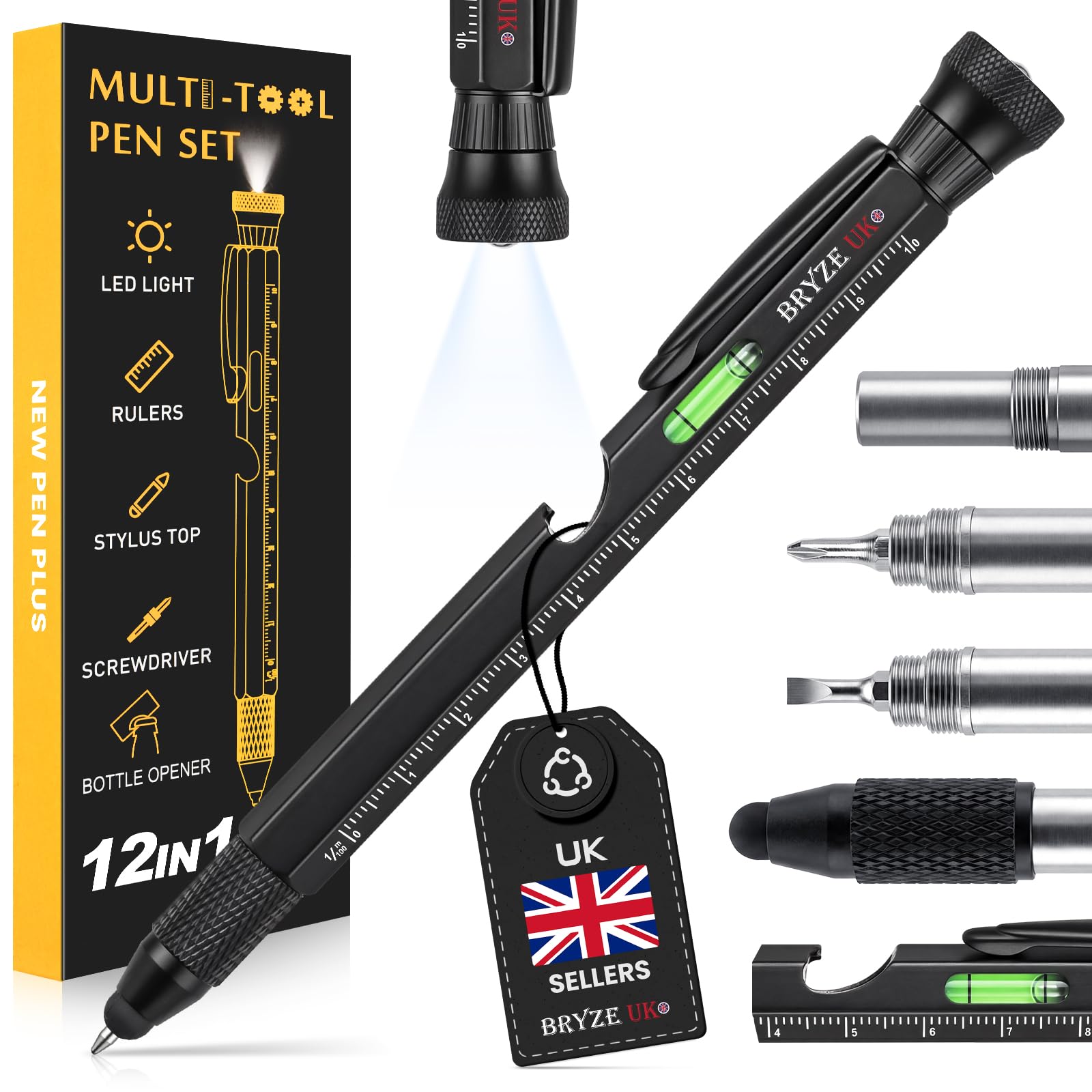 12-in-1 Multi-Tool Pen – Cool Gadget Gifts for Men, Fathers, Teens | Birthday, Christmas, Father’s Day, Stocking Filler, Easter, Valentines, Graduation