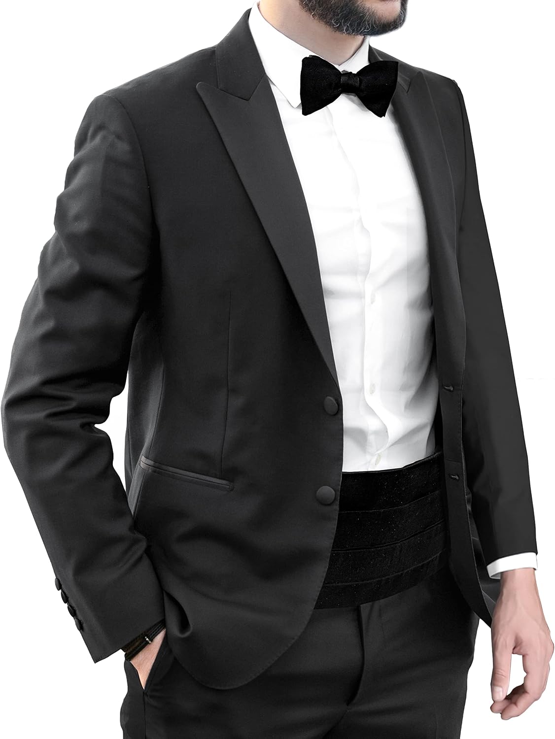 Made in Italy Men's Velvet Cummerbund Tuxedo Belt & BowTie Set