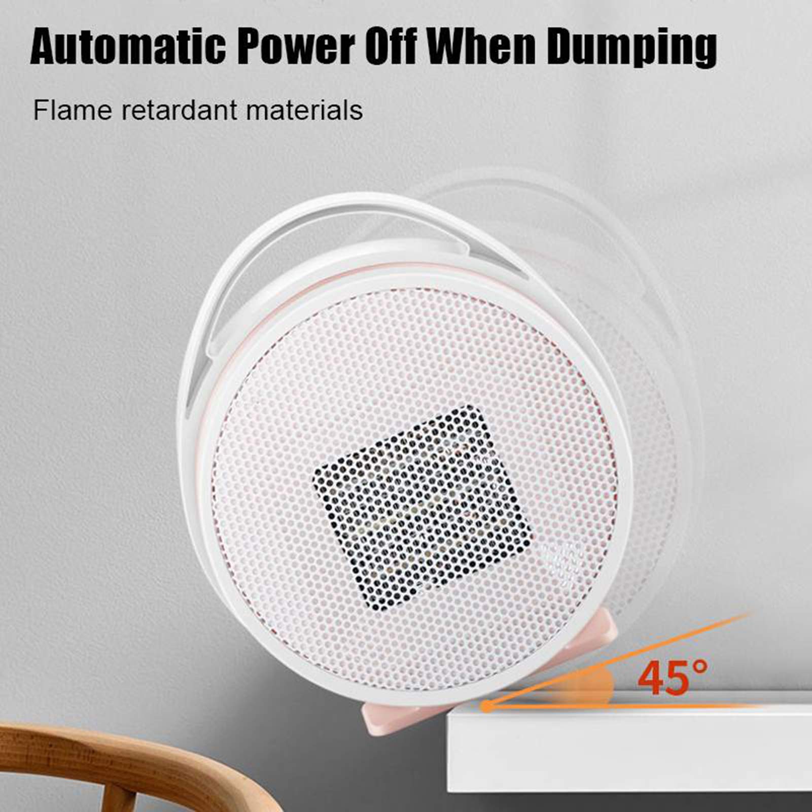 Riscaldatore Elettrico Riscaldatore ceramico PTC da 800 W, Riscaldamento rapido 3S, termoventilatori per Spazio Personale Protezione da surriscaldamento termostatico e ribaltamento per casa