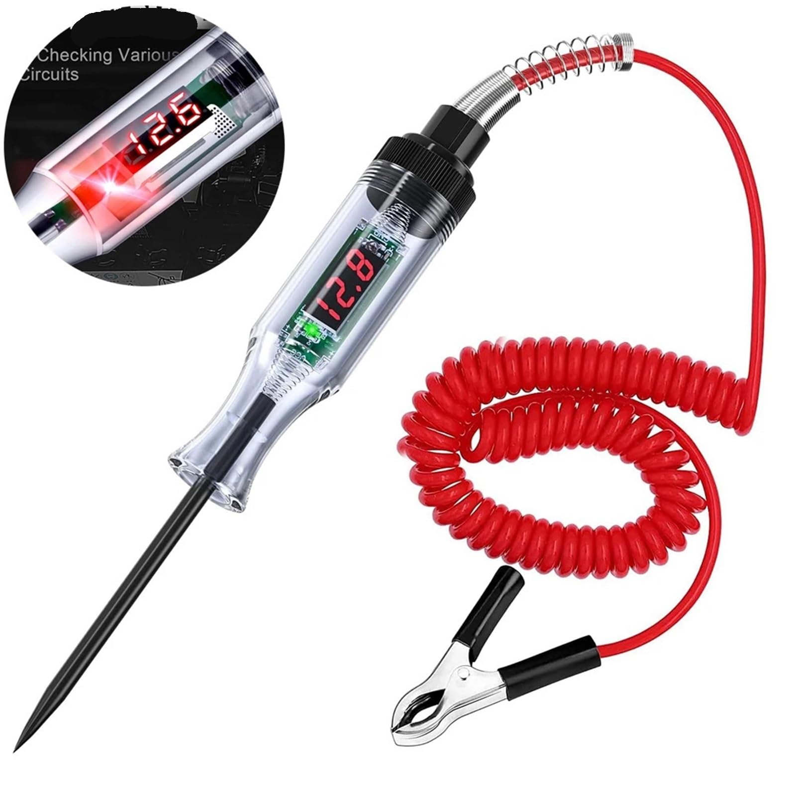 Misuratore di tensione, Set Di 6 Luci Prova For Tester Circuiti Automobilistici 3-90 V CC Con Display LCD Digitale E Cavi Prolunga A Molla For Auto, Camion Tosaerba