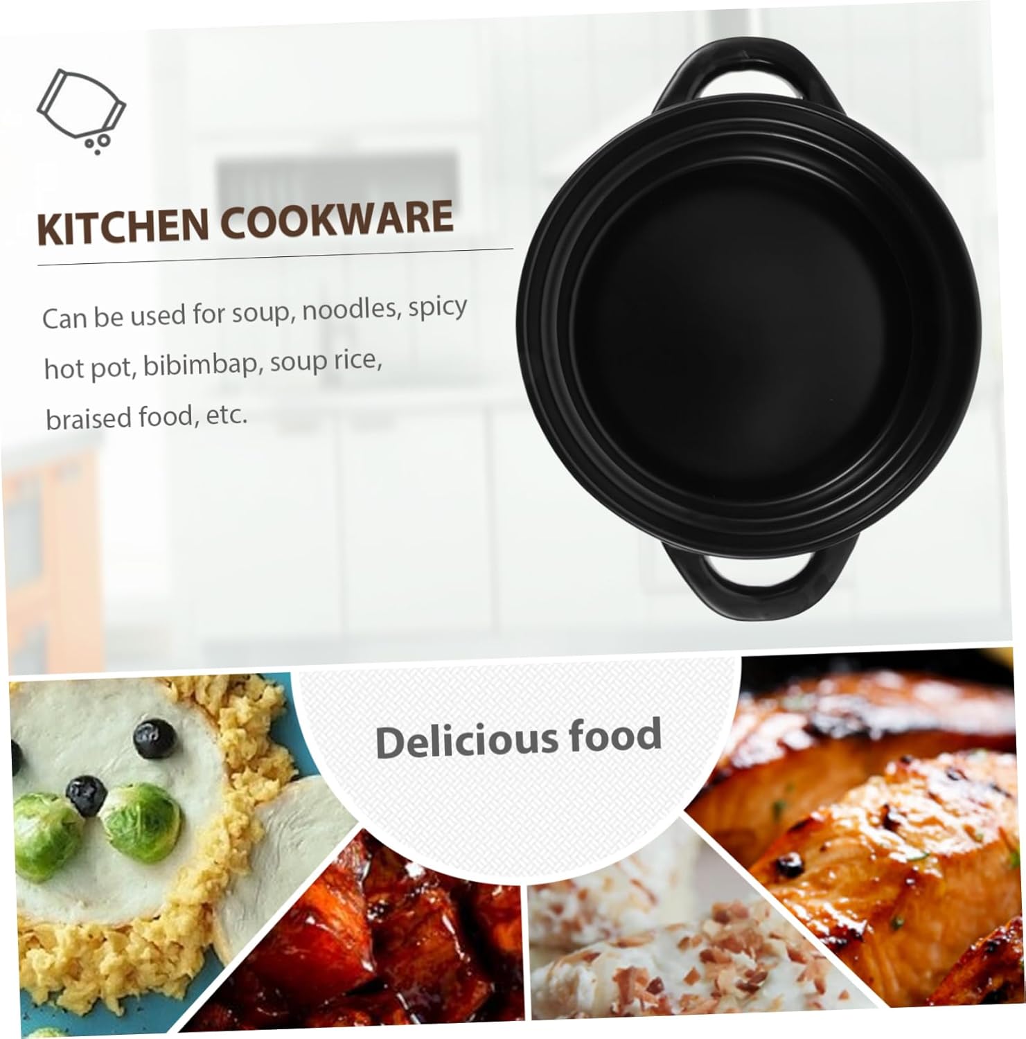 High-Temperature Resistant Ceramic Casserole Pot Lid Small Stew Pot for Home Cooking Versatile Kitchen Cookware for Soup and Rice Dishes