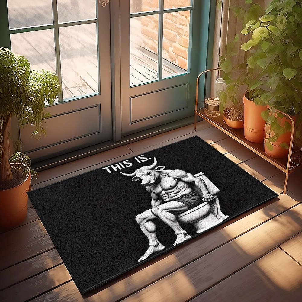 Paillasson chambre garçon taureau musclé antidérapant 65x90cm